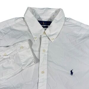 Ralph Lauren Button Down Shirt Men XXL White Slim Fit Cotton Stretch Long Sleeve